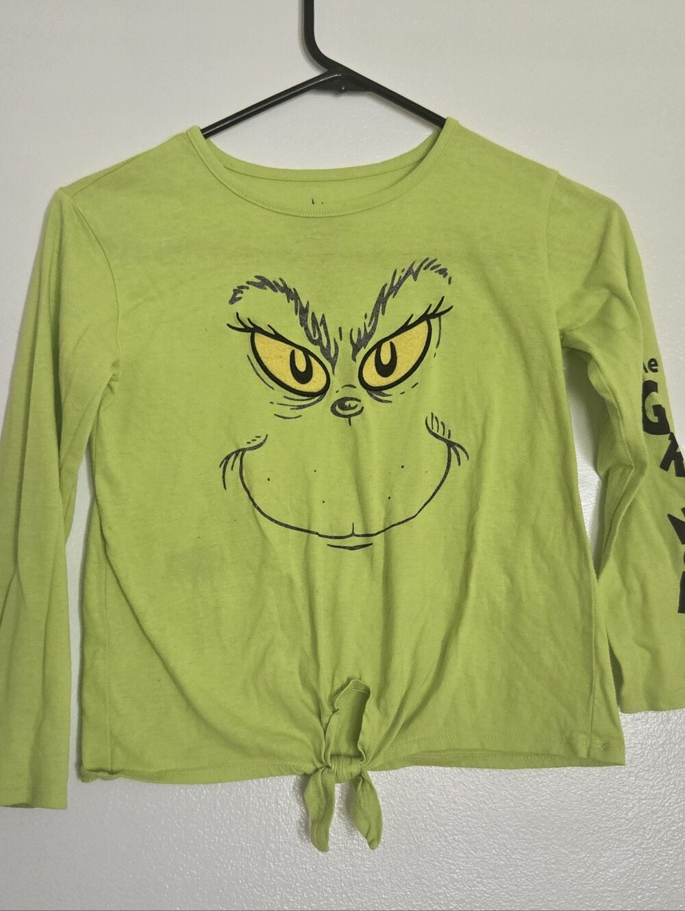 4/$15 Kids' Long-Sleeve Grinch Tie-Front Top Grinch Girls M 7/8